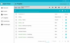 Projektliste mit Option zum direkten Start der Zeiterfassung