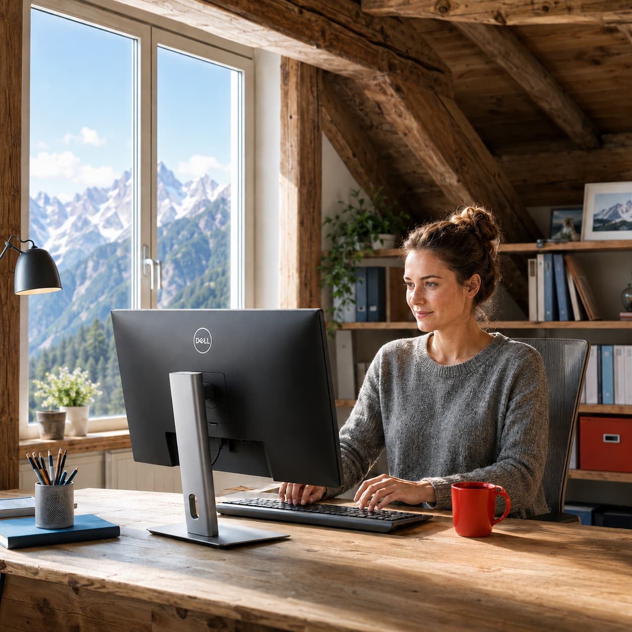 Woman in home office – time tracking with Xpert-Timer Basic